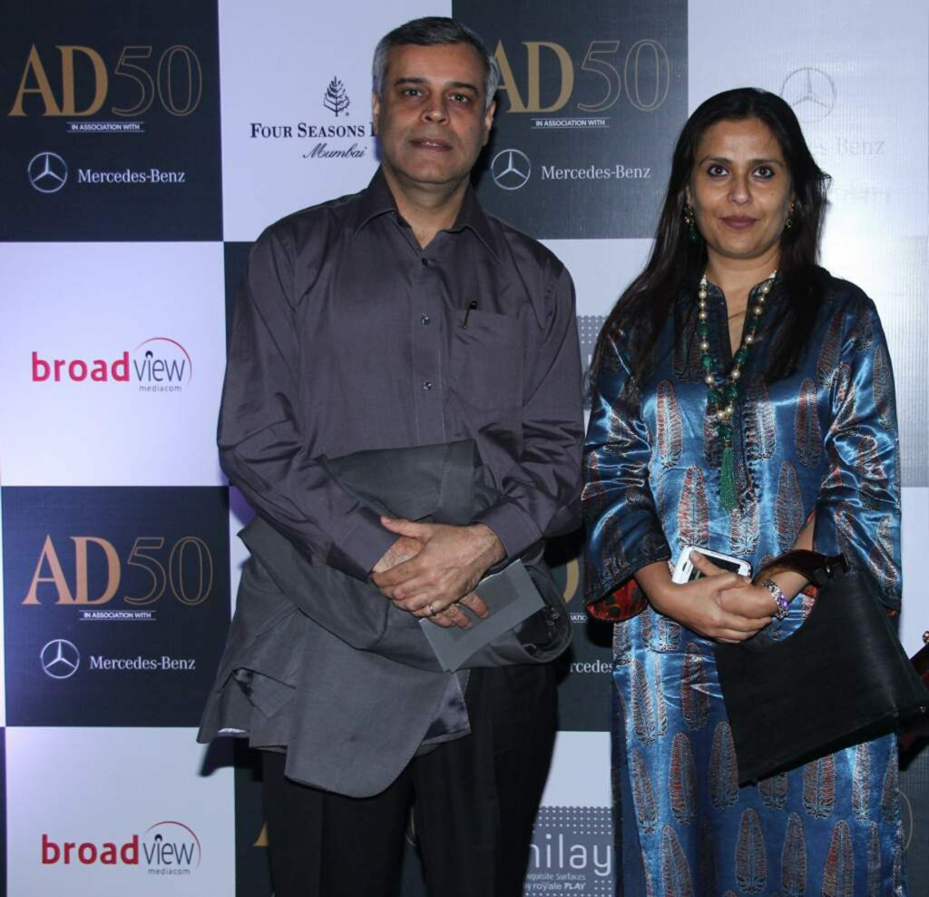 Featured on the AD50 list - Abha Narain Lambah with her husband Harsh Lambah at Architectural Digest India's 2nd Anniversary celebrations