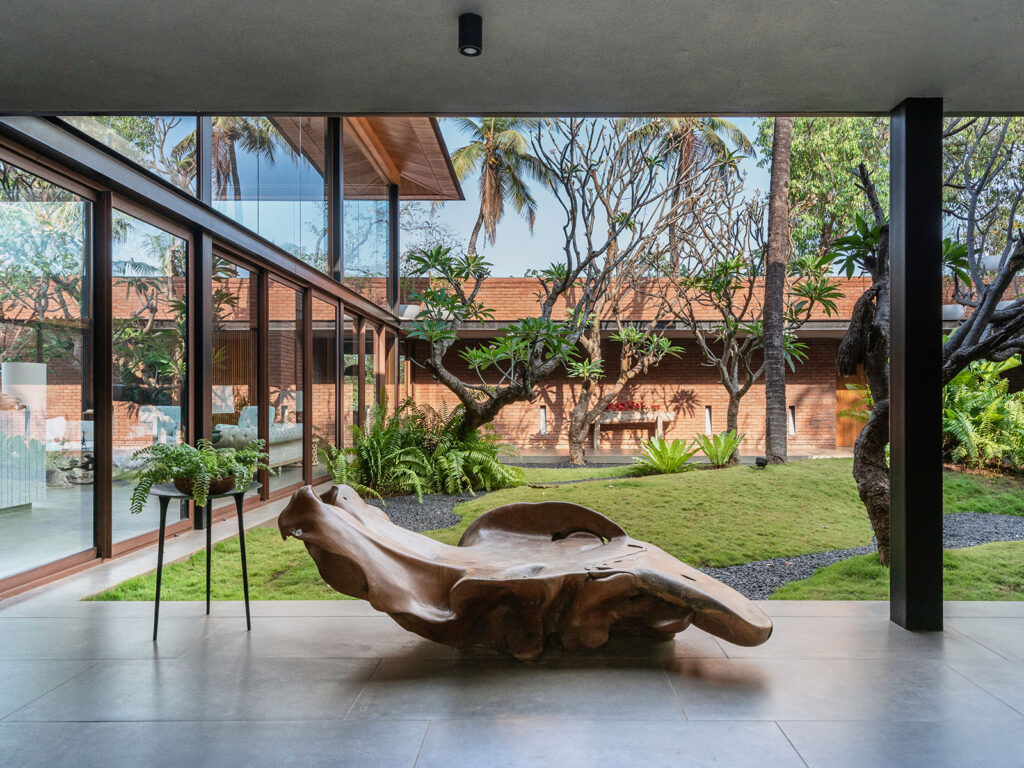 A squarish courtyard at the epicentre of this holiday home in Alibaug Image Credit: ©PHX India, Sebastian ZachariahA squarish courtyard at the epicentre of this holiday home in Alibaug Image Credit: ©PHX India, Sebastian Zachariah