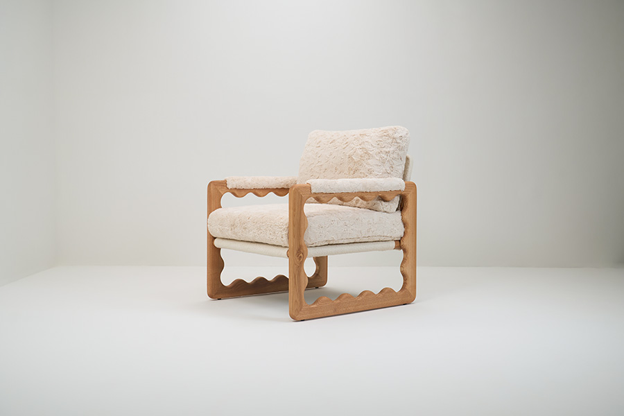 The Biscoff Lounge Chair by Josmo is framed with European white ash wood and upholstered with high-end fabric.  Price - ₹76,582 (Image credits: Tenzing Dakpa)
